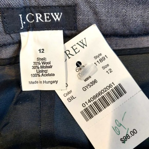 J Crew Womens NWT 12 Silver Gray Wool Mohair Front Crease Straight Career Pants - Picture 6 of 8
